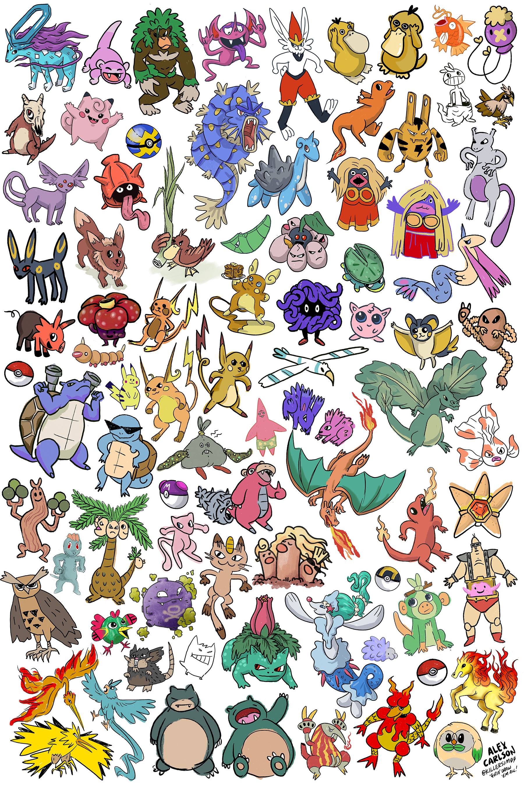 A collection of poorly drawn Pokemon